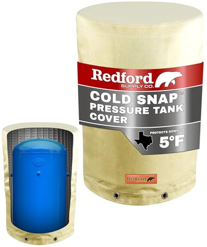 Redford Supply Co. Cold Snap (5°F) Round Pressure Tank Cover Insulation, 24Diameter x 54H, Water Well Tank Covers Insulated, Well Pump Cover Insulated Freeze Proof for Winter Outdoor (Beige)