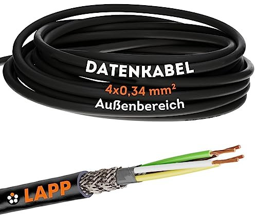 10 Meter Lapp 1030497 LiYCY geschirmte Steuerleitung 4x0,34 mm² I UV-resistent I Signalkabel 4 adrig I Datenkabel für Außenbereich I Lötkabel I Verbindungsleitung LED I Anschlussleitung schwarz