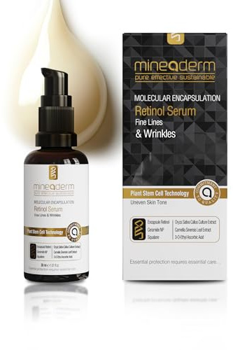 Mineaderm Retinol Serum hochdosiert mit Hyaluronsäure, Vitamin C & Ceramiden – Anti-Falten & Aufhellende Pflege für Glattere, Strahlende Haut – 30 ml