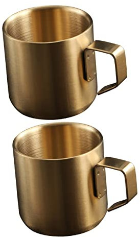 UPKOCH 2pièces Tasse à Inoxydable Avec Poignée Mug De Déjeuner Élégant Pour Lait Et Argenté