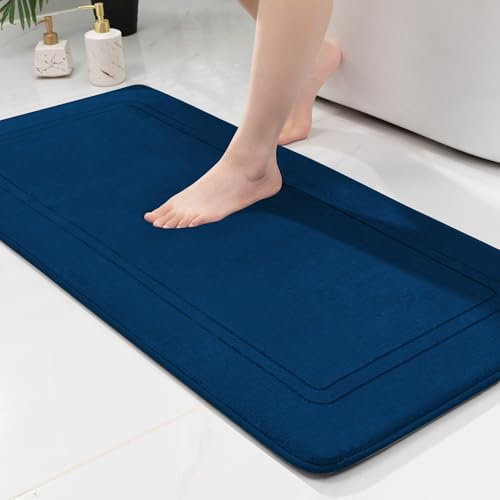 chakme Badematte rutschfest,Badezimmerteppich Weich Badteppich Saugfähige Badvorleger Duschvorleger Fussmatte für Badezimmer Blau 60x120cm