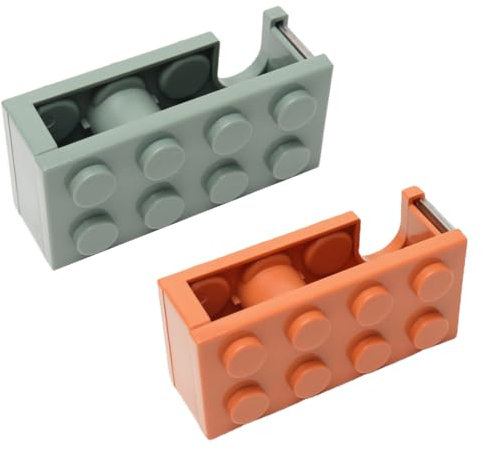 IKOPFLN 2 Pièces Dévidoir Dévidoir Ruban Adhésif en Forme de Blocs de Construction Dévidoir de Ruban Adhésif pour Bureaux Restaurants Fleuristes（vert + orange）