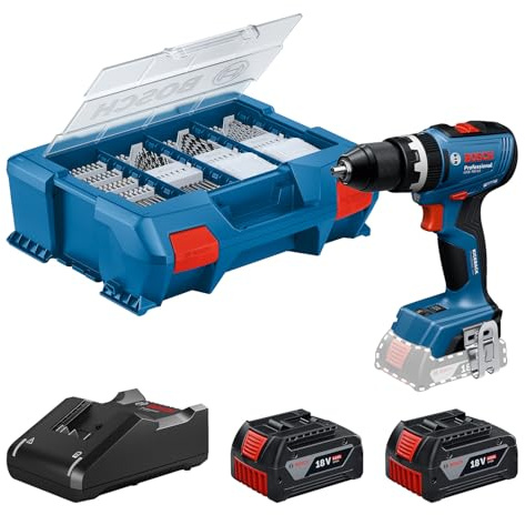 Bosch Professional 18V System Cordless Drill Driver GSB 18V-65 (brushless Motor, Head Length 175, incl. 2 GBA 4.0Ah Batteries, 82 AC, L-Case)