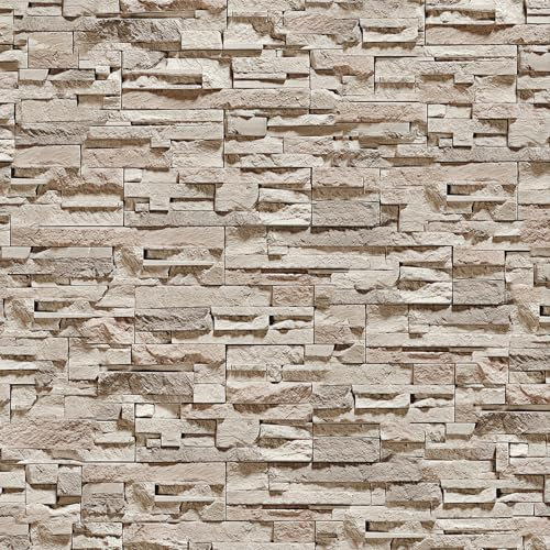 LZH-LP Papier peint autocollant effet pierre, texture roche claire, 44x600CM film décoratif amovible effet ombre et lumière