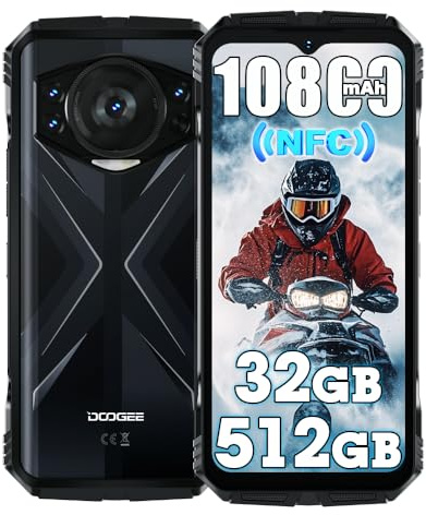 DOOGEE S118 4G Rugged Smartphone, 32GB+512GB/2TB Telefono Robusto, 6.58 FHD+ 2K Telefono Indistruttibile, 50MP+12MP Fotocamera, Android 14, 10800mAh Batteria,NFC/OTG/GPS/FM/IP68/IP69K, Noir