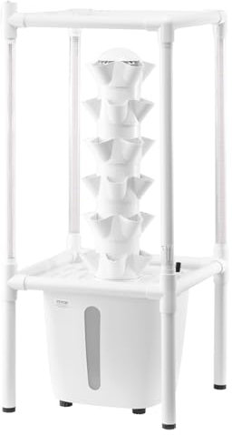 VEVOR Système de Culture Hydroponique, 30 Fentes de Plantation, Tour Hydroponique 6 Niveaux, avec Lampe de Culture, Pompe à Eau, Kit Germination de Plantes pour Herbes, Fruits, Légumes d'Intérieur