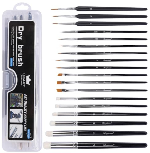 BBWELL Pinceles Pintura Acrilica,Juego de 18 Pinceles de Pintura en Miniatura,Juego de Pinceles para Pintar, para Artistas para Acuarela, óleo, Modelo,Tabletop y Pintar por Números con Funda