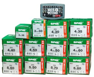 SPAX Schraubenset Heimwerker – 2100 T-Star Plus WIROX Schrauben T20/T30 – Teilgewinde – Größenmix 3,5x16 bis 5x80 mm – rostschutzbeschichtet – im praktischen Set mit exklusivem Bitset