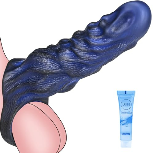 8.27in Penis Sleeve Extender Cock Sleeve,Reusable Cock Sheath Penis Pump,Silicone Penis Enlarger Sleeves Girth,Realistic Wolf Dildo Men Toys for Couples Adult Pleasure Mens Cock Ring （L