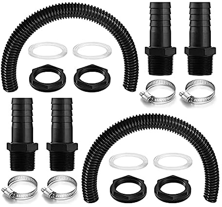 Asyduey Juego de 2 Conexiones Rain Butt Conector Rain Butt de 25 mm con Abrazaderas de Manguera Conector de Barril IBC para Agua de Lluvia (50 cm)