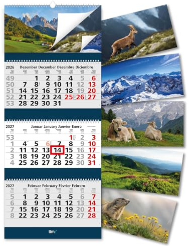 Timr Calendrier trimestriel 2027 spirale bloc photo - tr453