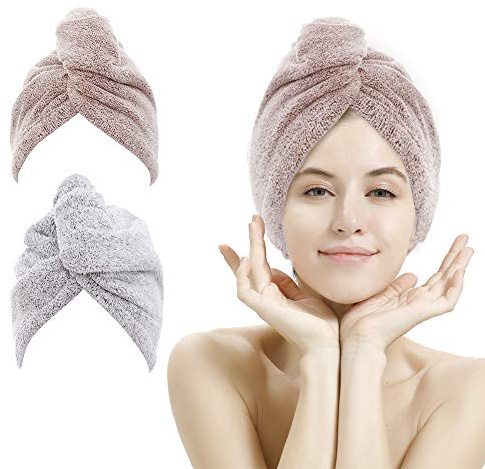 M-bestl Haarhandtuch/Turban, Haartrocknungs-Handtuch mit Knöpfen, Mikrofaser-Handtuch, 2er-Pack…