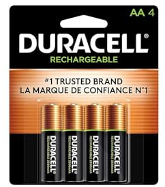 Duracell NLAA4BCD Rechargeable NiMH Batteries with Duralock Power Preserve Technology, AA, 4/Pack