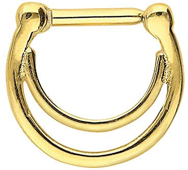 PIERCINGLINE Chirurgenstahl Clicker Piercing Septum Tragus Helix Doppelring Goldfarben
