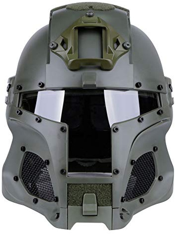 Medieval Iron Knight Tactical Helmet,Military Ballistic Side Rail NVG Helmet, Airsoft Paintball Full Face Mask with Goggle