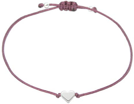 Selfmade Jewelry Armband Damen Silber Herz Handgemachtes Makramee Armbändchen mit Herzchen Handgemacht Inkl. Geschenk-Verpackung
