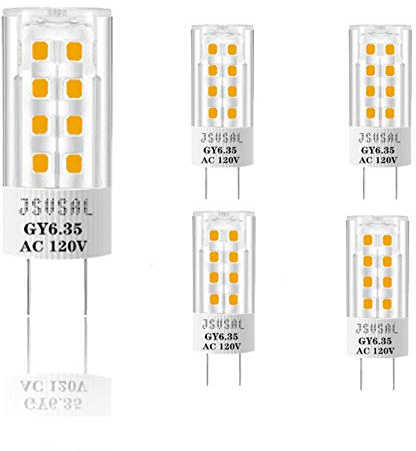 JSVSAL 4-Pack, Non-Dimmable JCD GY6.35 LED Light Bulb, AC 120V 4W, Warm White-2700K 420 Lumen, 360° Beam Angle, 35W Equivalent, G6.35/GY6.35 Halogen/Xenon/Incandescent Replacement Bulb