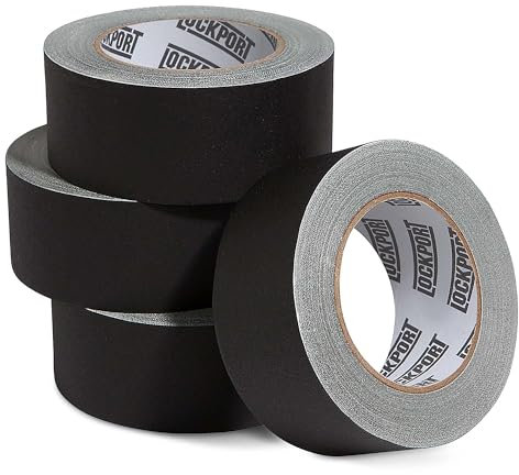 Lockport Black Gaffers Tape 4 Pack — 30 Yards x 2 Inch — Waterproof, No Residue, Non-Reflective, Easy Tear, Matte Gaffer Stage Tape – Gaff Cloth Tape for Photography, Filming Backdrop