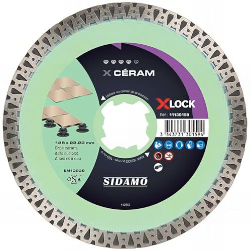 Disque diamnt CÉRAM  X-LOCK  D. 125 x Ht 10 x 22,23 mm. Grès céram, dalle sur plot