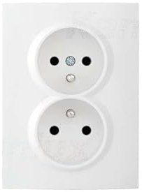 Double Prise Complète avec Protection Encastrable LOGI Blanc