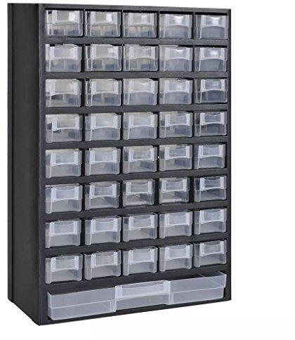 Atlojoys 41 Fächer Plastik Sortimentsschrank, Sortimentskasten, Kleinteilemagazin, Werkstattschrauben und Kleinteile Schrank,