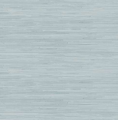 NuWallpaper x Society Social Classic Faux Grasscloth Peel and Stick Wallpaper, Sky Blue