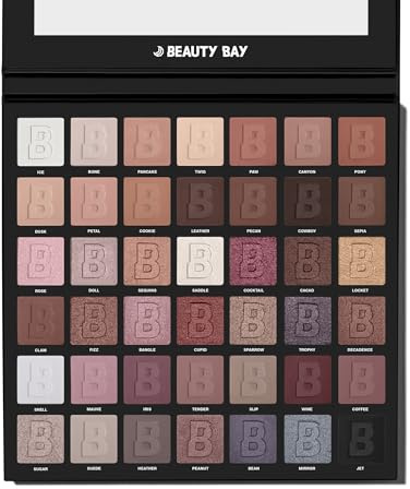 BEAUTY BAY Neutral 42 Piece Colour Eye Shadow Palette - Make Up Beauty Products - Vegan Gifts for Women - PETA Certified Cruelty Free - Matte & Shimmer - White, Cream, Beige, & More