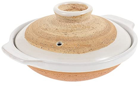 Ceramic Cooking Pot Clay Casserole Dish Sumi Kannyu Donabe Nonstick Stew Japanese Earthenware with Lid for Hot Pot Dolsot Bibimbap Soup 18cm