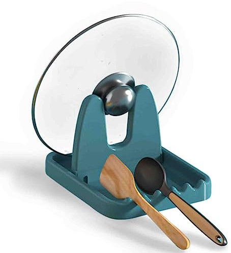 Support Couvercle Pliable, Support Multifonction pour Couvercle et Cuillère, Pose Ustensiles Cuisine Étagère de Repos de Cuillère pour Ustensiles de Cuisine, lavable(Vert)