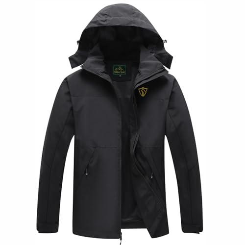 GIISAM Mens Windbreaker,Men's Lightweight Hooded Packable Windbreaker Black Jacket for Working Outdoor in Rain Small