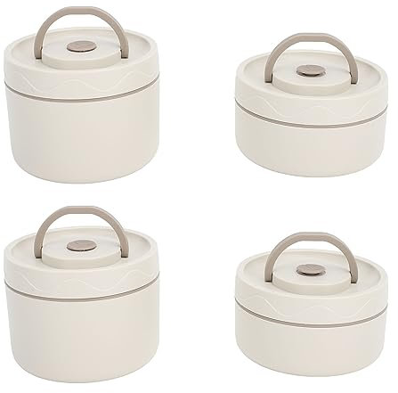Miokycl Contenedor de Almuerzo Aislado Caja Térmica Redonda Portátil Multifunción Sellada de Acero Inoxidable 304 con Bolsa Térmica (4 piezas)
