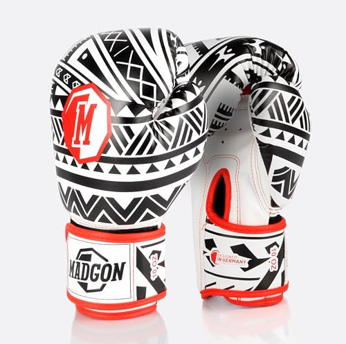 MADGON Guanti da boxe premium del miglior materiale per lunga durata, guanti da kickboxing per uomini e donne per sport da combattimento, MMA, sparring, Muay Thai e boxe 10 12 14 16 oz inclusa borsa