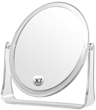 Litinliv Schminkspiegel, 7 inch Tischspiegel 360° drehbar, Kosmetikspiegel Makeup Spiegel mit 1X/ 7X Vergrößerung, Vergrößerung für Schminken Drehbar Tischspiegel Schminkspiegel für Make Up