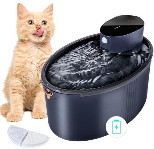 Fuente para Gatos Sin Cable 2.5L - Bebedero Automático Silencioso Con Sensor de Movimiento 4000mAh - Apto para Gatos, Perros y Mascotas, Negro