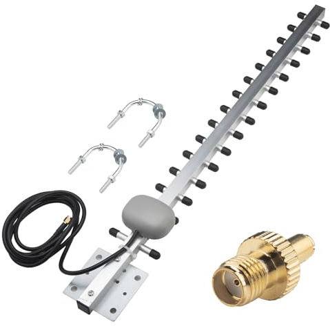 Kaunosta 4G LTE 25dBi High Gain SMA Male Yagi Antenna with 5ft RG58 Cable+SMA to TS9 Male Connector for 4G LTE Router Wireless Network USB Adapter Security Camera Surveillance Monitor Industrial