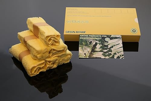 Lot de 6 chiffons de nettoyage durables en bambou - 100 % bambou - 25 x 25 cm - Jaune