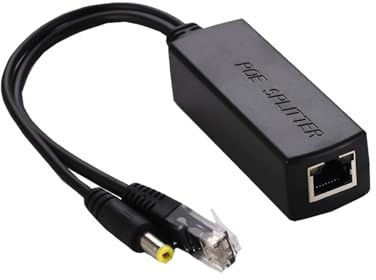 Qneneam Poe Splitter Adattatore 48V to 12V 2A, Adattatore Poe 12V Ethernet IEEE 802.3af, DC 5,5x2,1mm Uscita,10/100Mbps, per Telecamere IP, Access Point Wireless, Telefoni VoIP e Dispositivi Non PoE​
