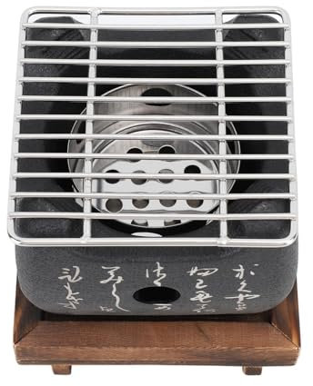 Nikou Barbecue Giapponese da Tavolo, Mini Griglia Stufa Portatile a Carbone con Base in Legno, Forno a Carbone Fornello Rettangolare Riscaldamento Rapido per Picnic Yakiniku