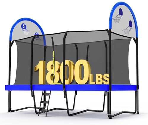 Zupapa 1800LBS Weight Capacity Rectangle Trampoline 10x17 9X15 8X14FT Outdoor Square Gymnastics Trampolines with 10-Year Quality Assurance for Kids Adults Large Big Rectangular Trampoline