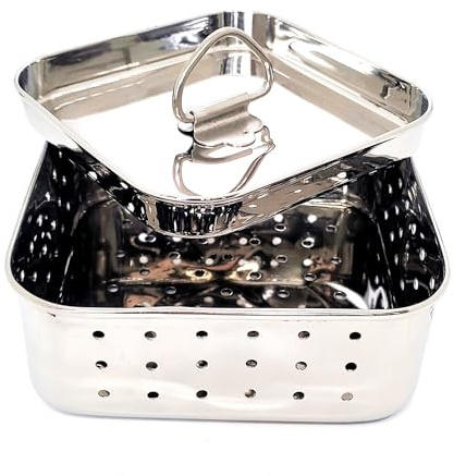 FABJUTSU stainless steel tofu press & paneer maker, Cheese Maker mould Press Kit with Lid (Medium-580ml(19.610z))