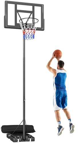 SPORTNOW Canestro Basket Esterno Regolabile in Altezza 135-305 cm, Canestro da Basket con Ruote, Base Riempibile, Sacco di Peso, Tabellone Infrangibile, Portatile per Interno Adulti Adolescenti, Nero