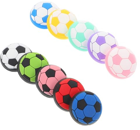 Mikikit Tappi per Impugnatura Joystick 10 Pezzi con Design Calcio Antiscivolo, Copertura Levetta del Pollice in Silicone Multicolore, Compatibile con Controller di Gioco per