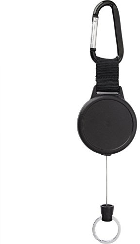 Outus Heavy-duty Retractable Key Chain with 39 Inch Steel Wire Rope, Black