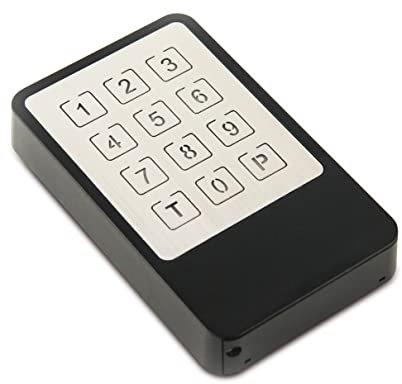 Berner 2905980 Bouton de code sans fil BDS591 (Noir, pour motorisation de porte de garage, clavier en acier inoxydable, fréquence 868 MHz, 10 canaux, avec support mural, intérieur/extérieur)