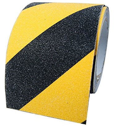 BigTron Antirutsch Klebeband 10cm x 5m Stark rutschfeste Tapes Warnklebeband, Antirutsch Streifen, Anti-Rutsch-Klebestreifen-Aufkleber (Schwarz und Gelb)