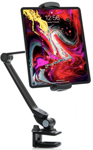 SINLAND Tablet-Halterung iPad, Galaxy Tab, etc., Handy-Halter für iPhone 13 - Aluminium Tablet-Halter Tischhalterung - für 4,7-12,9 Zoll Geräte, Befestigung an Kanten
