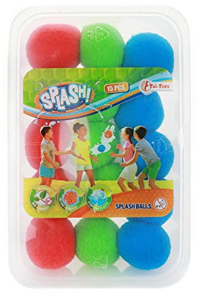 Toi-Toys Reusable Splash Water Bomb – Pack of 15 Water Balloons Diameter 5 cm in Storage Box – Quick Fill Water Balloons Water Toy Water Balloons for Children Swimming Pool