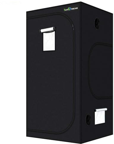 SunStream Hydrokultur-Zelt für die Pflanzenaufzucht, Innenpflanzen, wasserabweisend, Schwarz