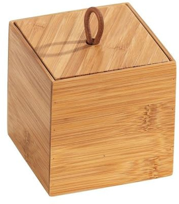 WENKO Bambus Box Terra S mit Deckel - Aufbewahrungsbox, Badkorb, Bambus, 9 x 9 x 9 cm, natur, Braun