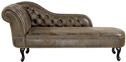 Beliani Klassische Ré­ca­mi­e­re im Chesterfield Style Wildleder linksseitig braun Nimes